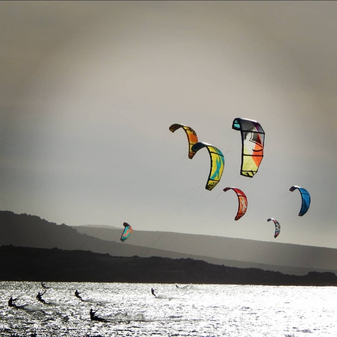 Colourful kites and C-Kite equipment on the Langebaan lagoon