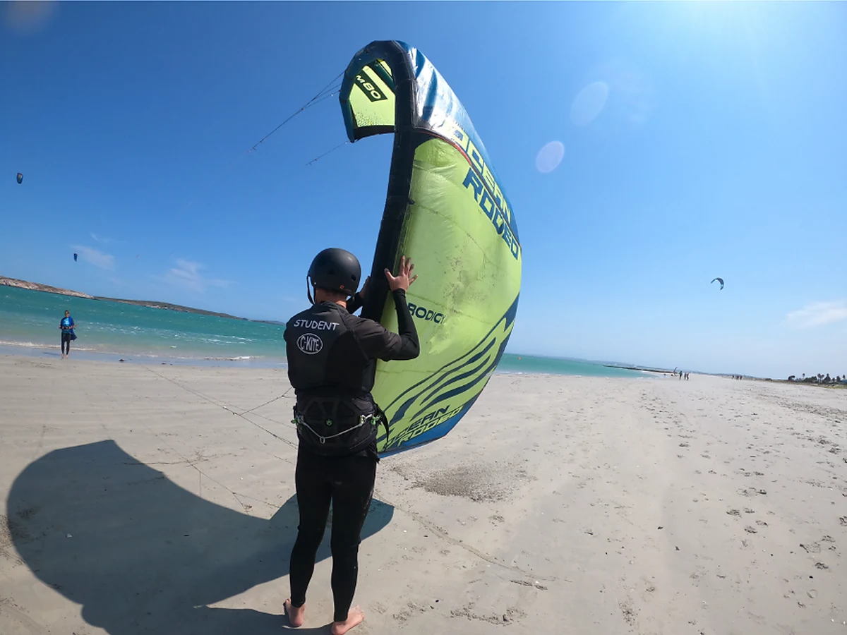Kitesurfing lesson with C-Kite on the beach in Langebaan